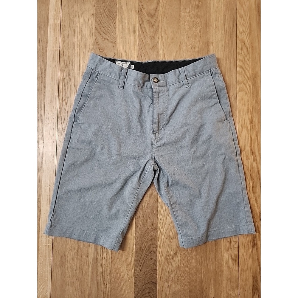 Vtg Y2k Volcom Shorts Mens 28 Gray Chino Skater‎ 10" Inseam Deep Pockets